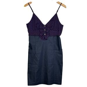 Velvet Heart Polka Dot Ruffle Button Babydoll Dress Size M Empire Waist Retro